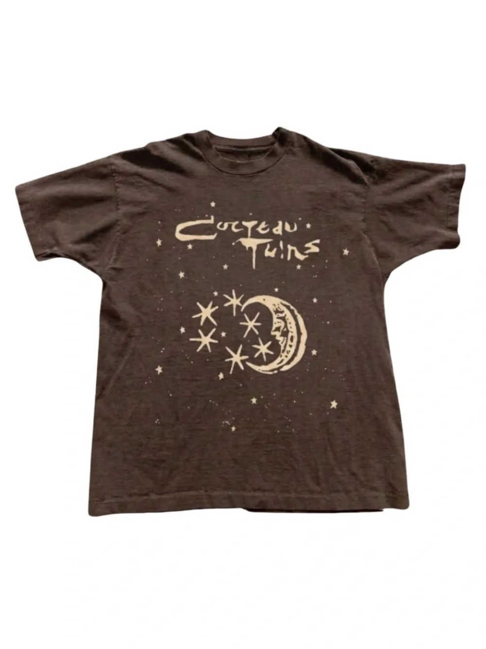Brown Cocteau Twins Tee with Cream Moon & Stars Graphic